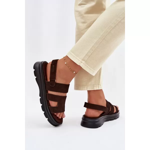  Dámske sandále BIG STAR SHOES TT274483 BROWN/BEIGE 