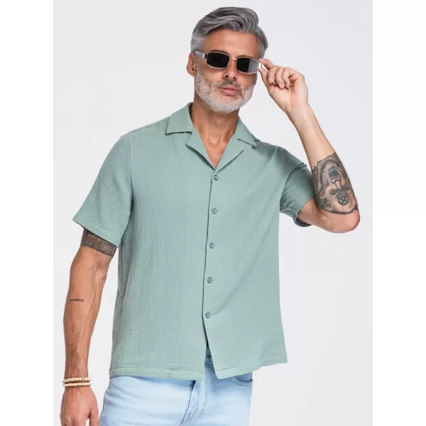  Pánska košeľa OMBRE OM-SHSS-0223 PASTEL GREEN 
