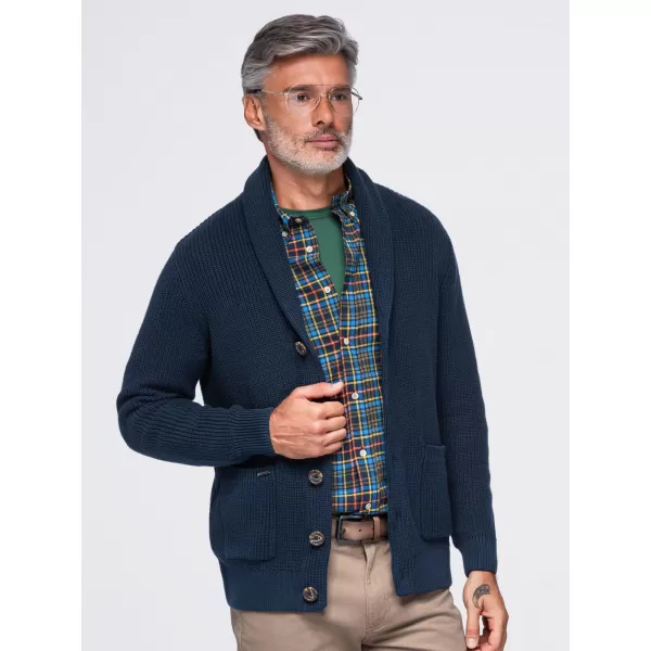  Pánsky kardigan OMBRE OM-SWCD-0200 NAVY BLUE 