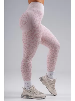 Kompresné push-up legíny s leopardím vzorom NEBBIA PRIMAL 849 PINK LEOPARD
