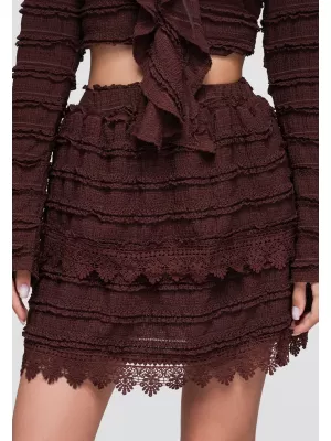 Dámska sukňa OMBRE OW-GL-E0015 DARK BROWN