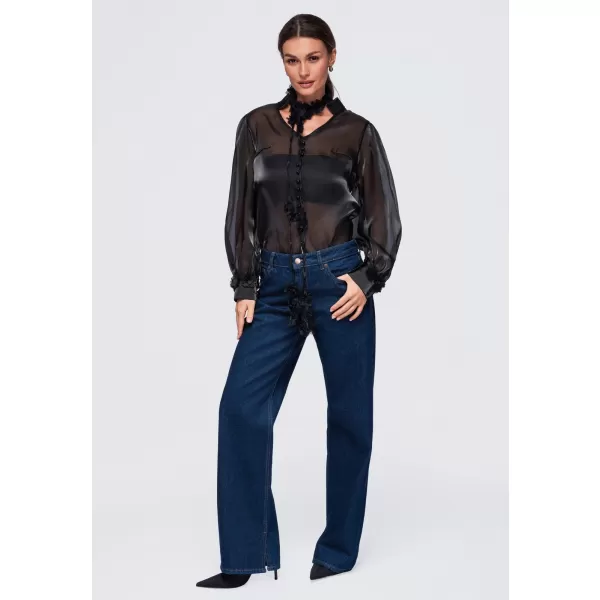  Dámska blúzka OMBRE OW-TS-E0086 BLACK 
