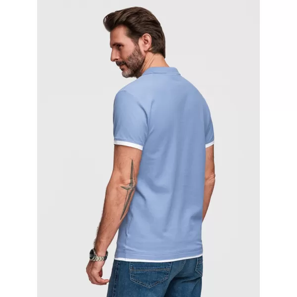  Pánske tričko s golierom OMBRE OM-POSS-0170 BLUE 