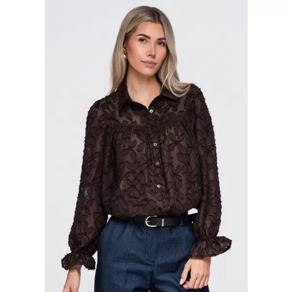  Dámska košeľa OMBRE OW-SH-E0074 BROWN 