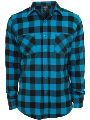 Pánska košeľa URBAN CLASSICS TB297 BLACK/TURQUOISE
