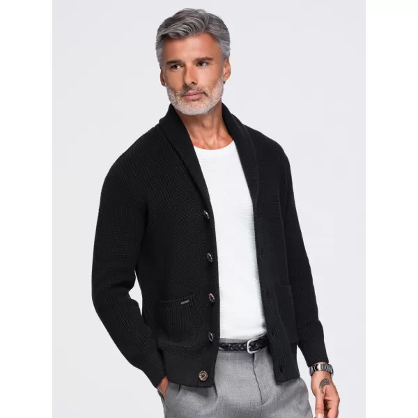  Pánsky kardigan OMBRE OM-SWCD-0200 BLACK 