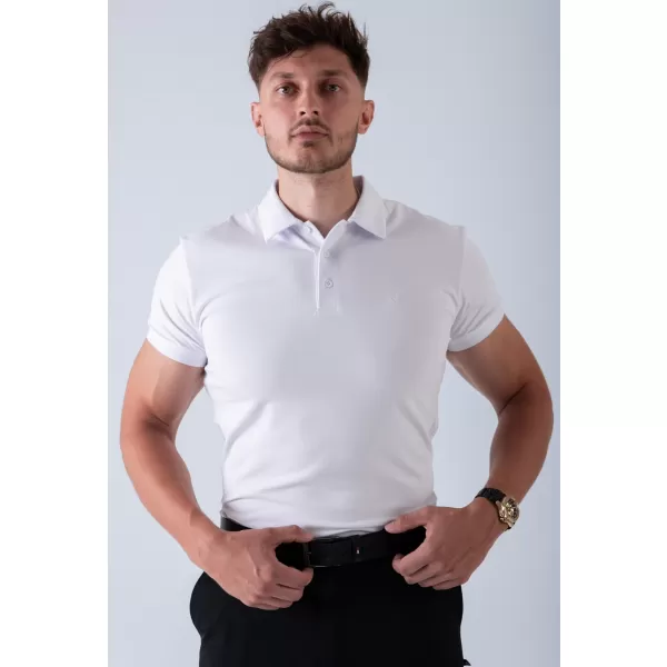  Pánske tričká NEBBIA MIKE MUSCLE FIT POLO 157 WHITE 