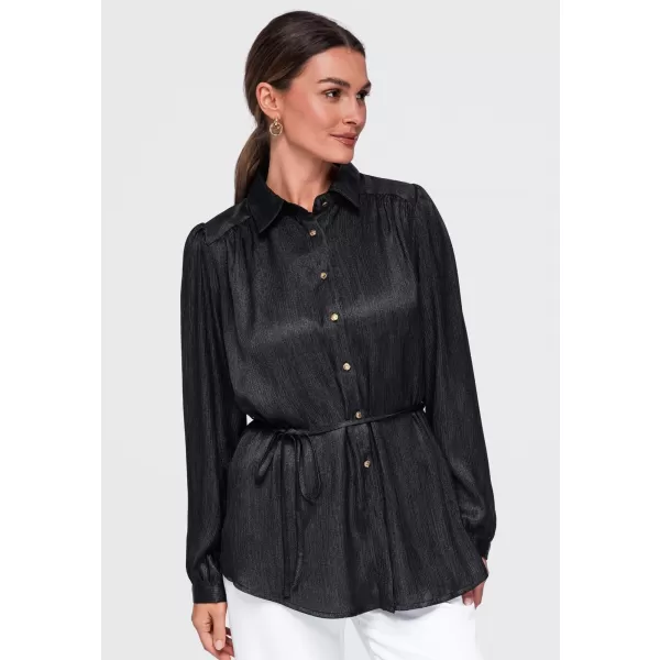  Dámska košeľa OMBRE OW-SH-E0071 BLACK 