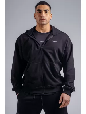 Mikina na zips s vyšívaným logom NEBBIA PRIMAL 884 BLACK