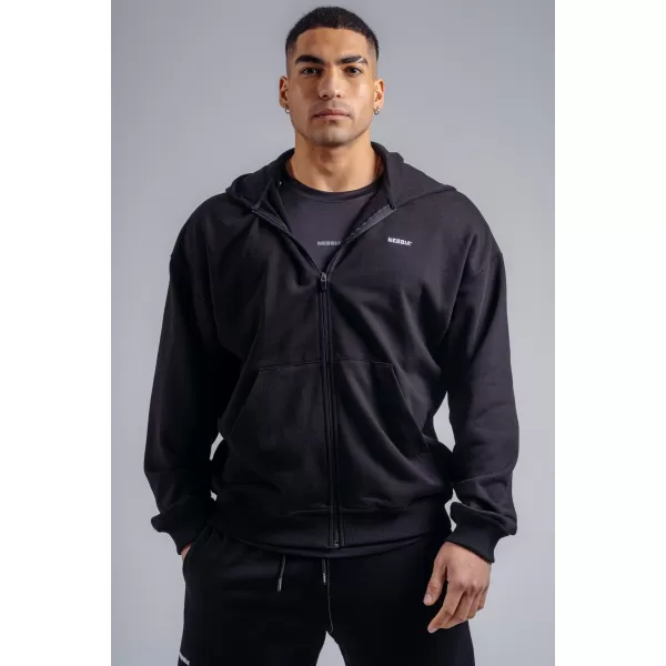  Mikina na zips s vyšívaným logom NEBBIA PRIMAL 884 BLACK 