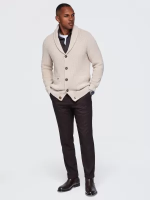 Pánsky kardigan OMBRE OM-SWCD-0200 BEIGE
