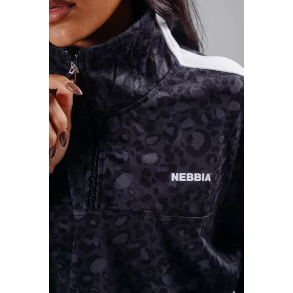  Half-zips mikina s leopardím vzorom NEBBIA PRIMAL 866 BLACK LEOPARD 