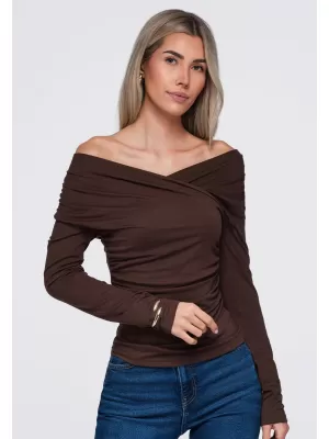 Dámska blúzka OMBRE OW-TS-E0088 BROWN