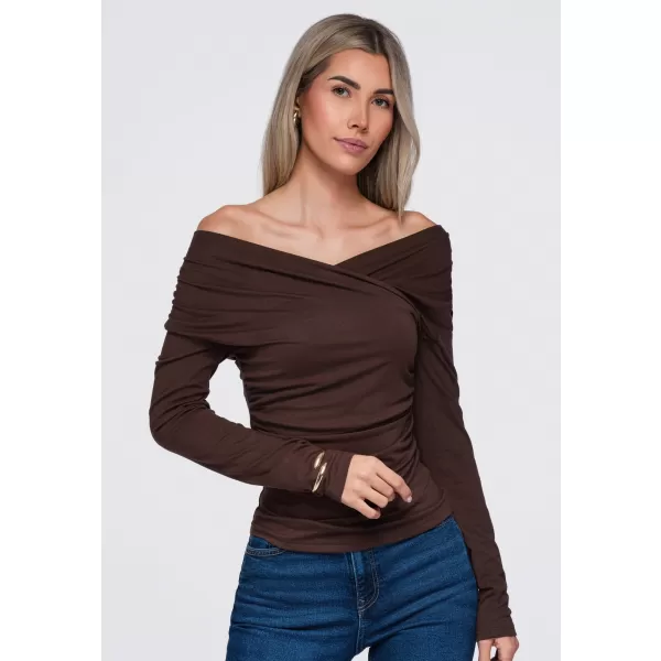  Dámska blúzka OMBRE OW-TS-E0088 BROWN 