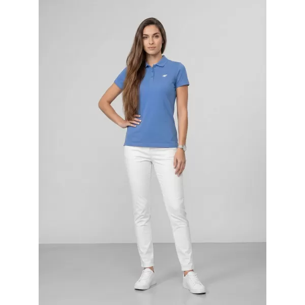  Dámske tričko s golierom 4F WMM00TPTSF0768 DENIM 