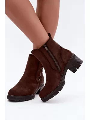 Dámske členkové topánky S.BARSKI HY62-8101 CHOCOLATE