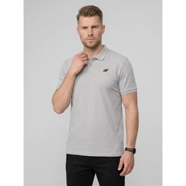  Pánske tričko s golierom 4F WMM00TPTSM0770 DARK GREY MELANGE 