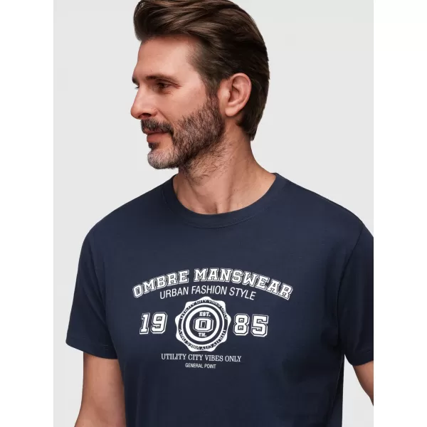  Pánske tričko OMBRE OM-TSPT-0269 NAVY BLUE 
