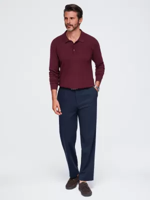 Pánske tričko s golierom OMBRE OM-POLS-0151 BURGUNDY