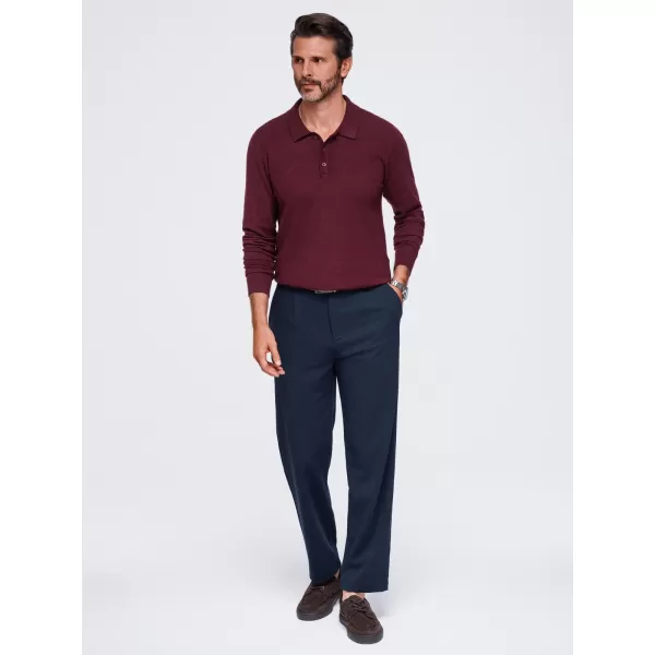  Pánske tričko s golierom OMBRE OM-POLS-0151 BURGUNDY 