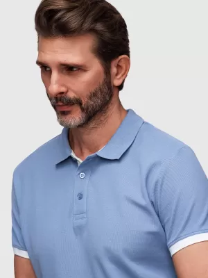 Pánske tričko s golierom OMBRE OM-POSS-0170 BLUE