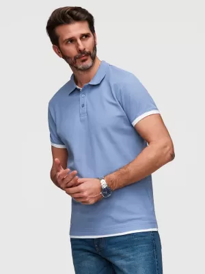 Pánske tričko s golierom OMBRE OM-POSS-0170 BLUE
