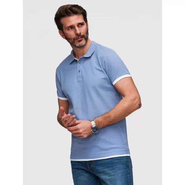  Pánske tričko s golierom OMBRE OM-POSS-0170 BLUE 