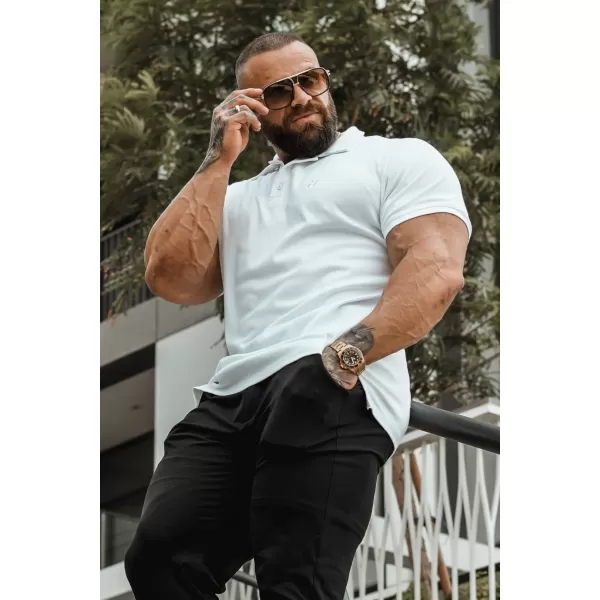  Pánske tričká NEBBIA MIKE MUSCLE FIT POLO 157 WHITE 