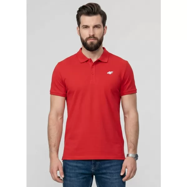  Pánske tričko s golierom 4F WMM00TPTSM0771 RED 