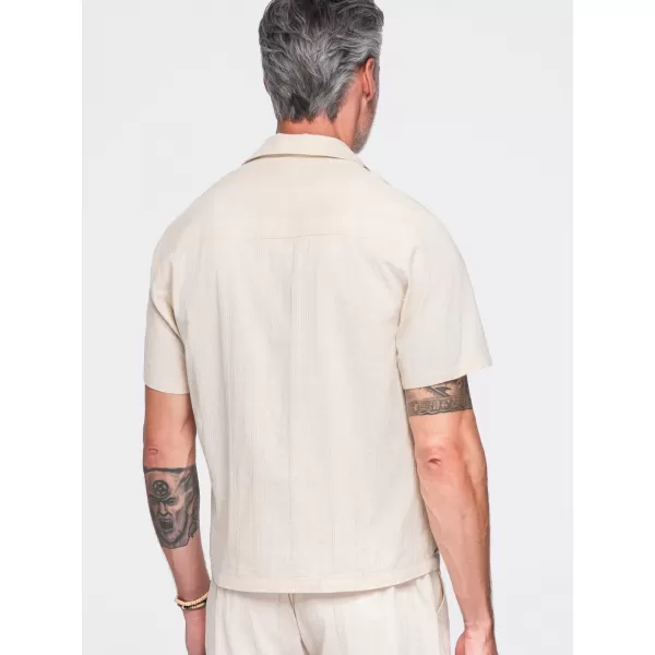  Pánska košeľa OMBRE OM-SHSS-0221 CREAM 