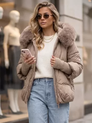 Dámska bunda DSTREET TY5994 BÉŽOVÁ
