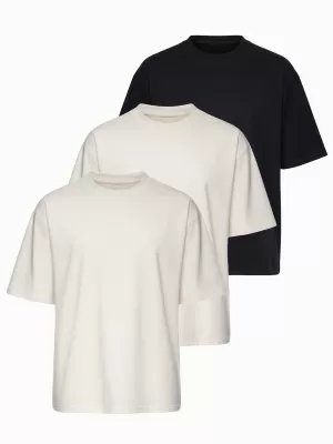 Pánske tričko OMBRE OM-TSBC-0291 OFF WHITE/OFF WHITE/BLACK