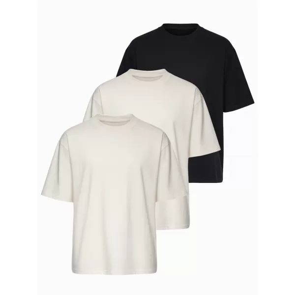  Pánske tričko OMBRE OM-TSBC-0291 OFF WHITE/OFF WHITE/BLACK 