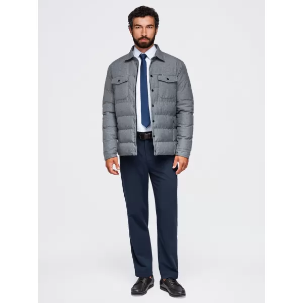  Pánska prešívaná košeľová bunda OMBRE OM-JALP-0256 GREY MELANGE 