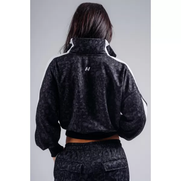  Half-zips mikina s leopardím vzorom NEBBIA PRIMAL 866 BLACK LEOPARD 