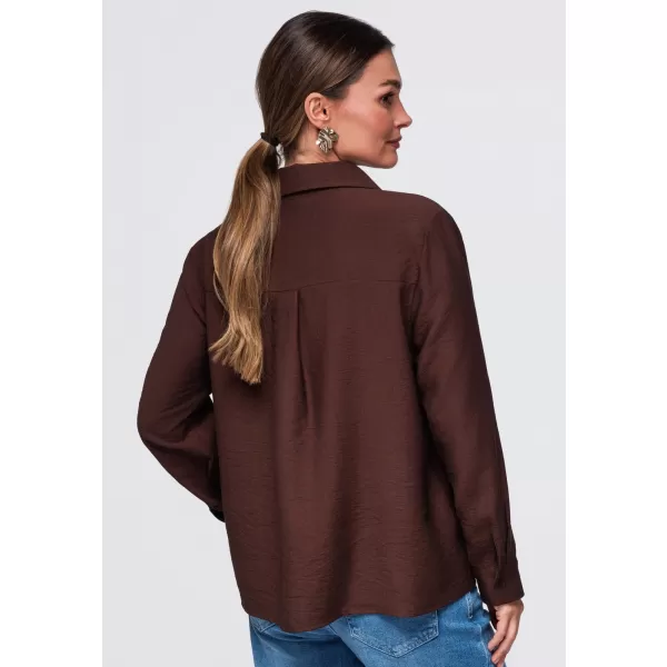  Dámska košeľa OMBRE OW-SH-E0073 BROWN 