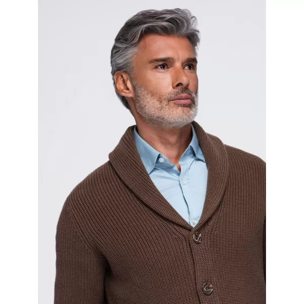  Pánsky kardigan OMBRE OM-SWCD-0200 BROWN 
