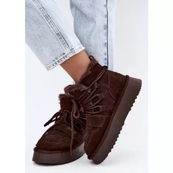  Dámske snehule BIG STAR SHOES UU274316 BROWN/BEIGE SHADOWS 