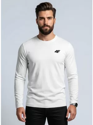 Pánske tričko s dlhým rukávom 4F WMM00TLONM611 WHITE