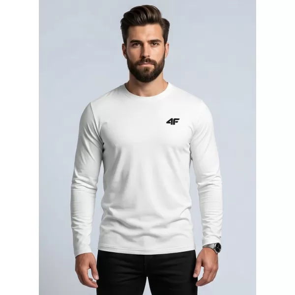  Pánske tričko s dlhým rukávom 4F WMM00TLONM611 WHITE 