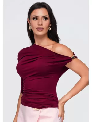 Dámske tričko OMBRE OW-TS-E0075 BURGUNDY