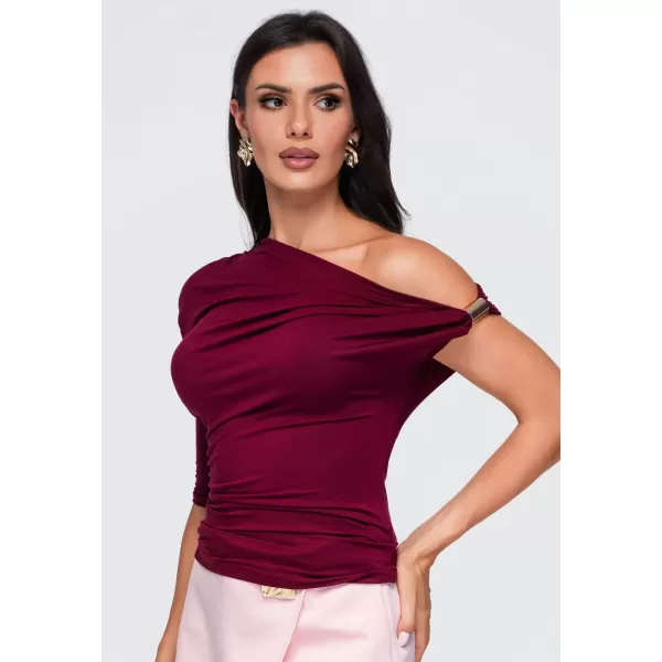  Dámske tričko OMBRE OW-TS-E0075 BURGUNDY 