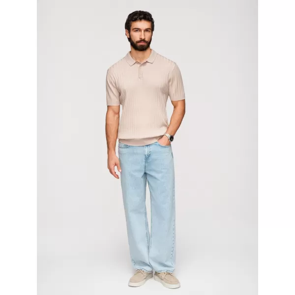  Pánske tričko s golierom OMBRE OM-POSS-0169 BEIGE 