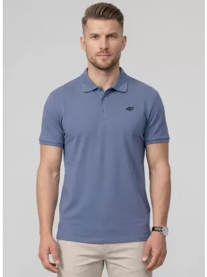 Pánske tričko s golierom 4F WMM00TPTSM0770 DENIM