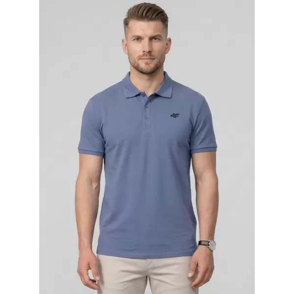  Pánske tričko s golierom 4F WMM00TPTSM0770 DENIM 