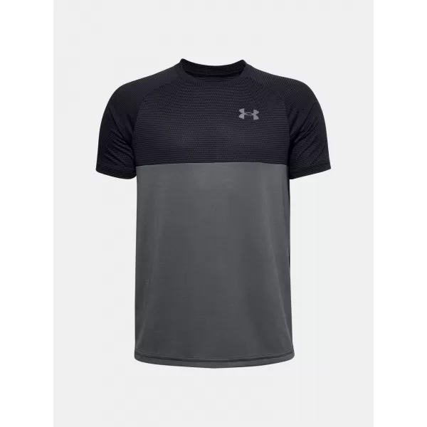 Chlapčenské tričko UNDER ARMOUR TECH COLORBLOCK SS 1357548-001 ČIERNA 