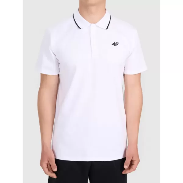  Pánske tričko s golierom 4F WMM00TPTSM0773 WHITE 