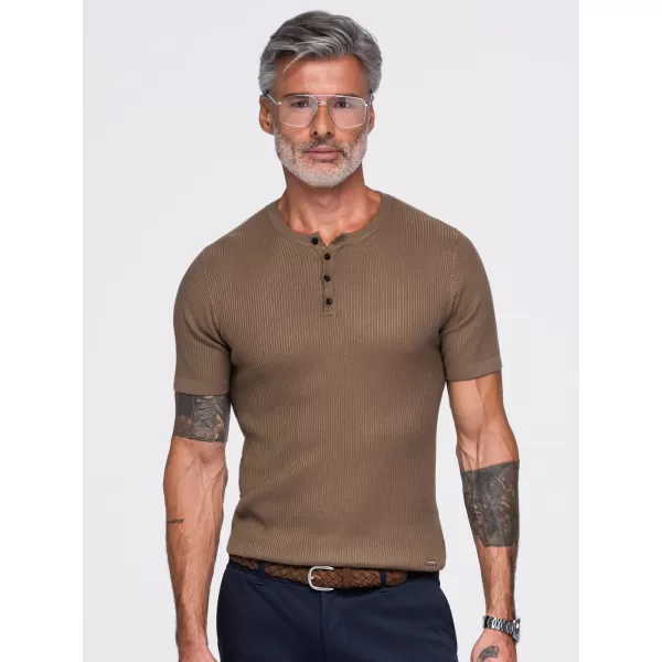  Pánske tričko OMBRE OM-TSCT-0304 LIGHT BROWN 