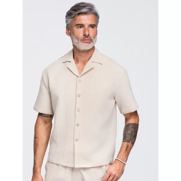  Pánska košeľa OMBRE OM-SHSS-0220 OFF-WHITE 