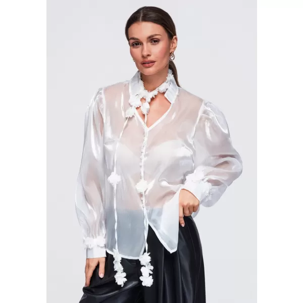  Dámska blúzka OMBRE OW-TS-E0086 WHITE 
